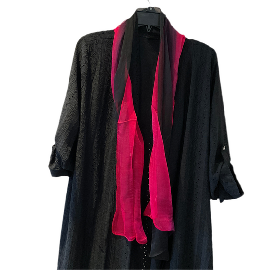 Long lightweight stretch knit open blouse