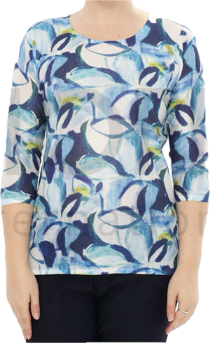 Azul abstract printed top 3/4 sleeve