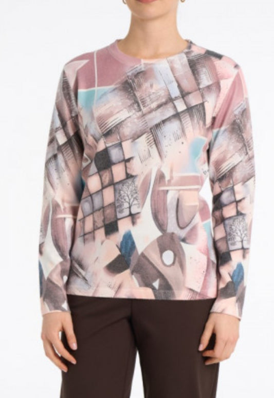 Abstract crewneck art to wear sweater with hotfix details