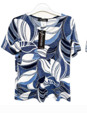 Navy & Ivory Petite printed T-shirt top