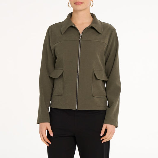 Micro Peach twill jacket with zipper