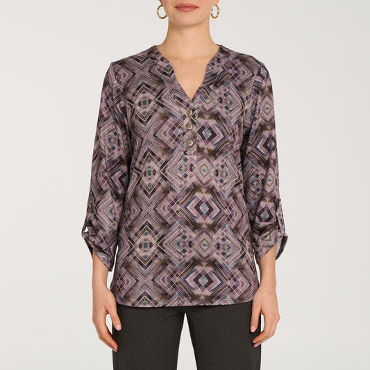 Deja exclusive print top with 3 buttons