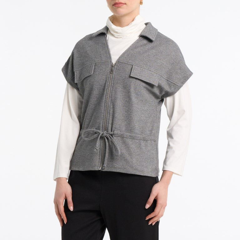 Utility Drawstring Short-Sleeve Jacket