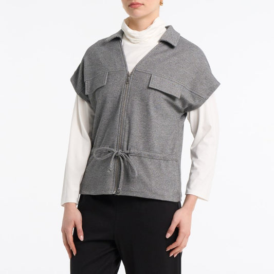 Utility Drawstring Short-Sleeve Jacket