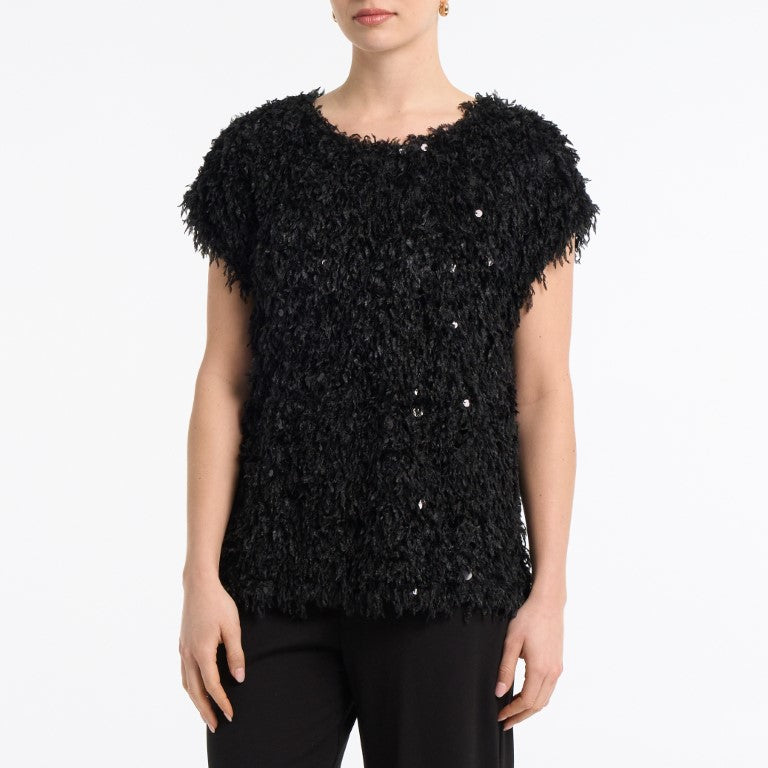 Feathered sequin top