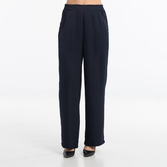 Sarah Fluid Satin Wide-Leg Pull-On Trousers