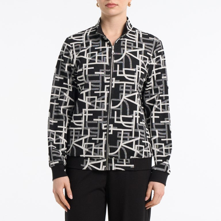 Printed crew neck, jacket with zipper