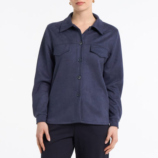 Faux-Suede Snap-Front Shacket