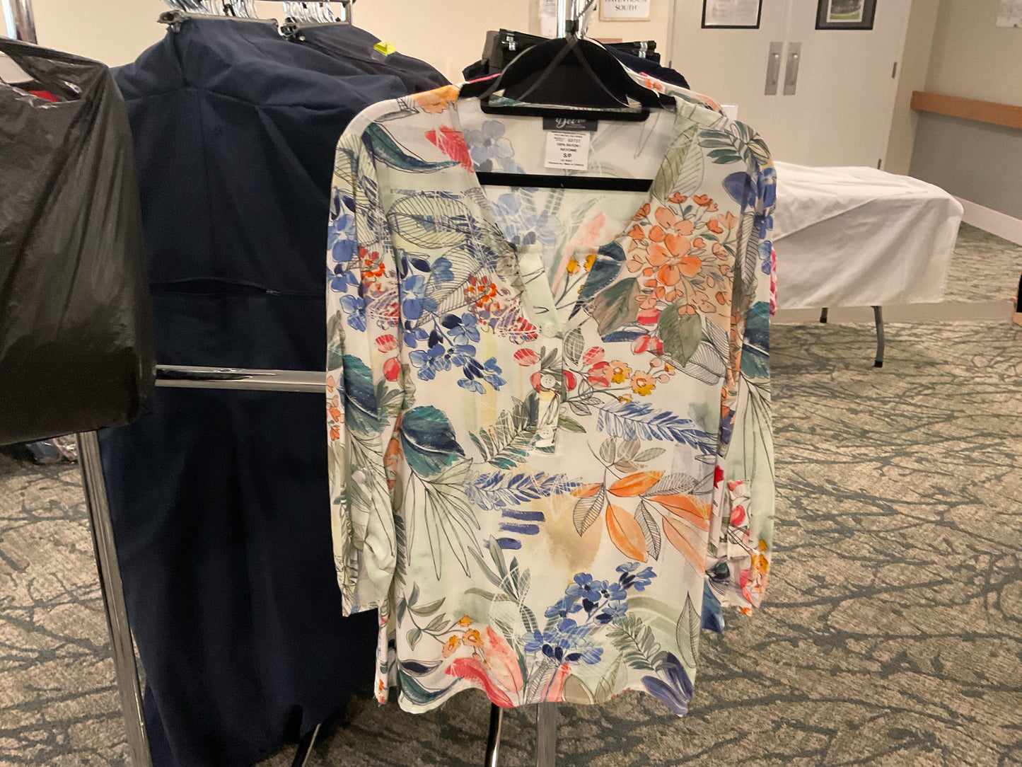 Sara printed henley top S573T
