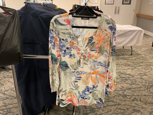 Sara printed henley top S573T