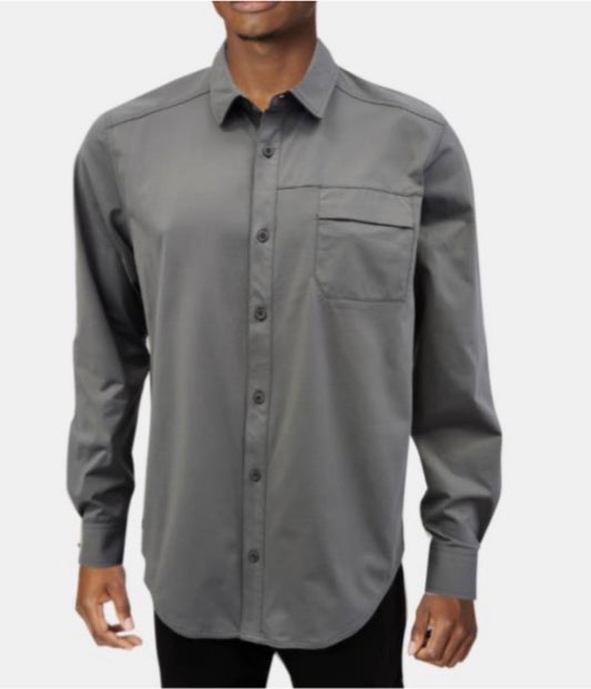 Sam L/S stretch micro fibre shirt in Quartz-F05931