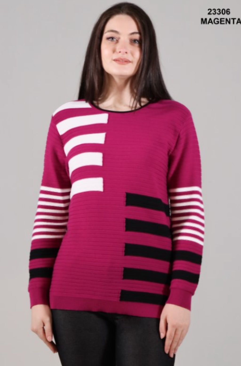 Crewneck abstract stripe sweater