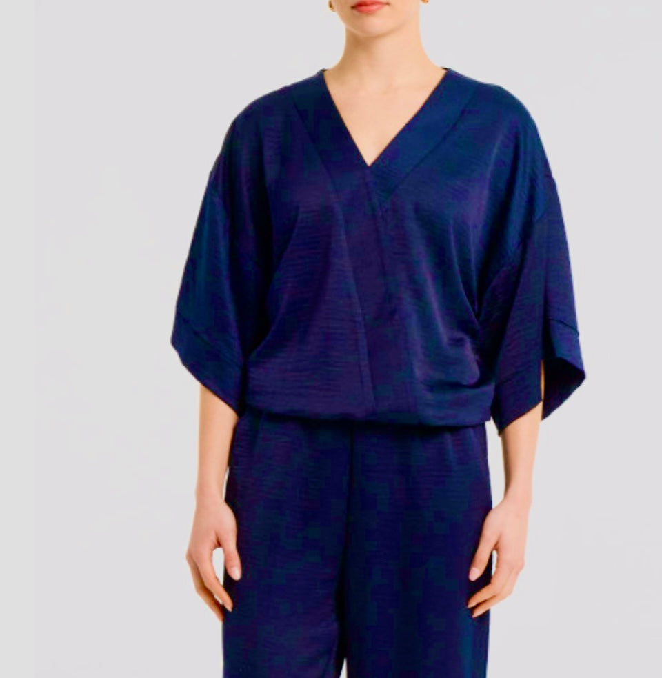 Sarah Satin Surplice V-Neck Top