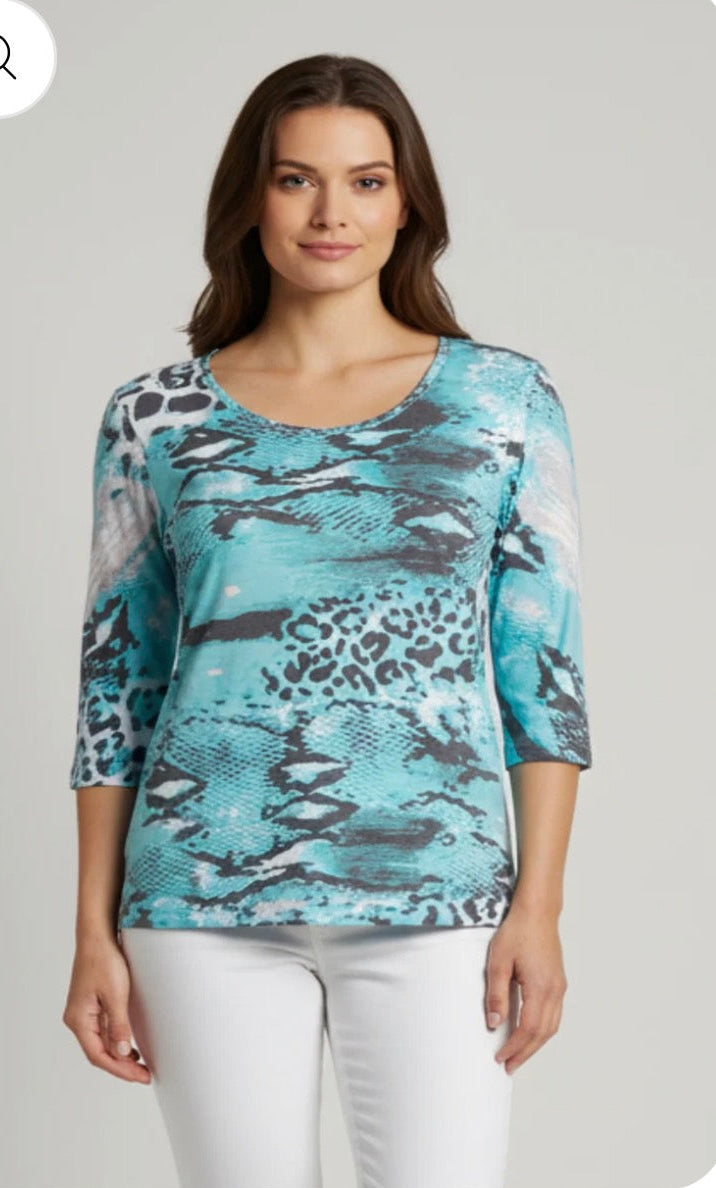 Animal flair Printed 3/4 Sleeve Top
