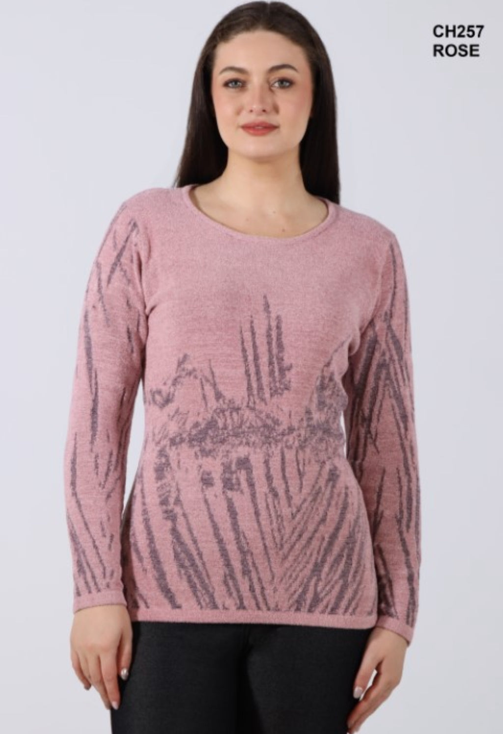 Crewneck chenille printed sweater