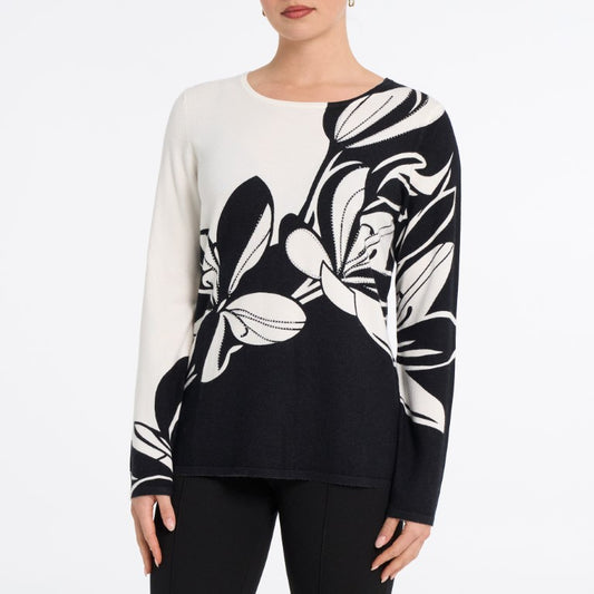 Bold Floral Color-Block Sweater