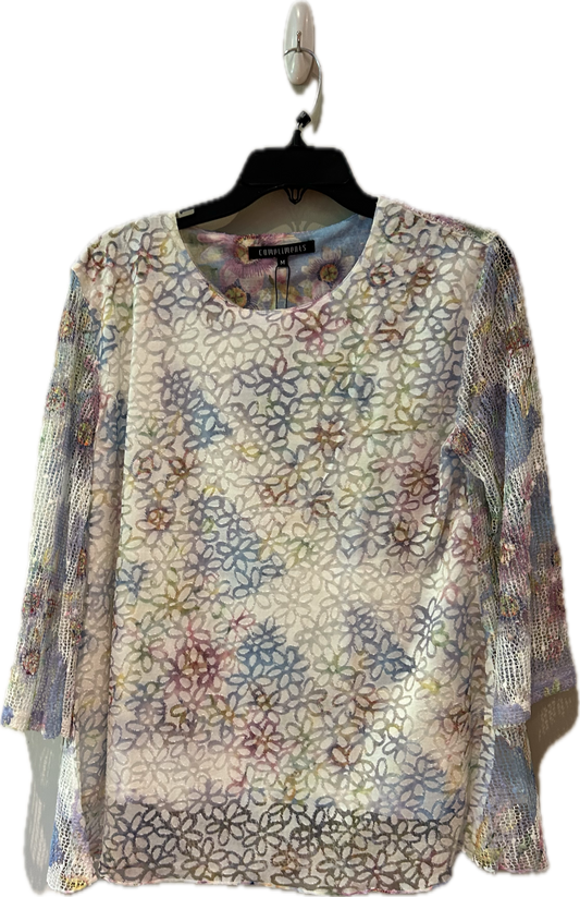 London printed overlay crewneck top-3339