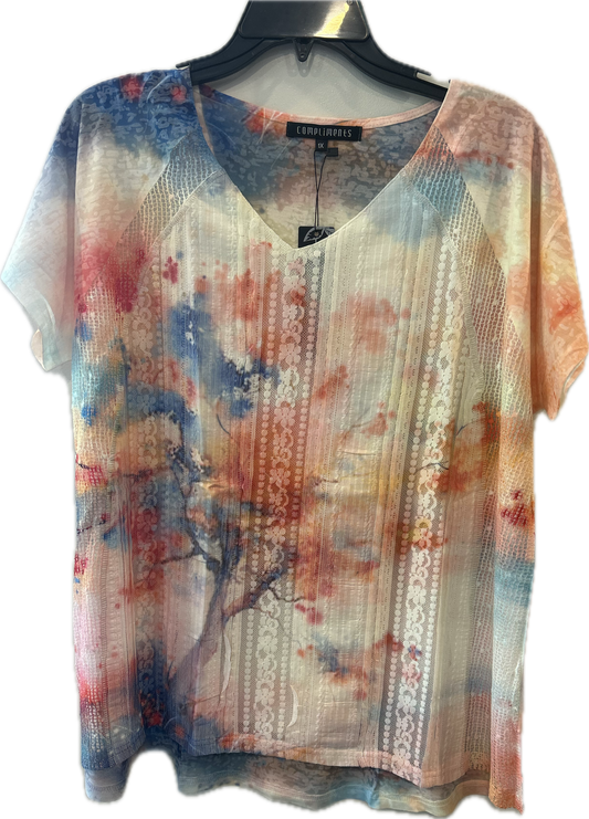 LT Butterfly knit lace embroidered top 3566