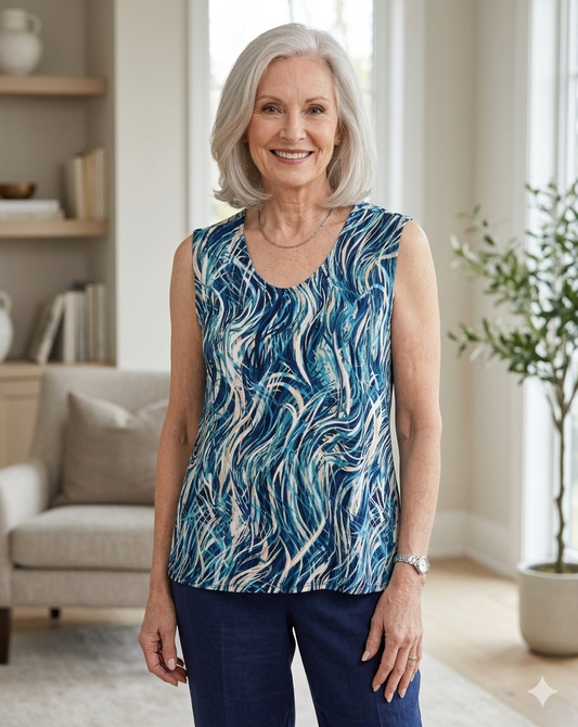 Lexa Lightweight printed tank top- Petite