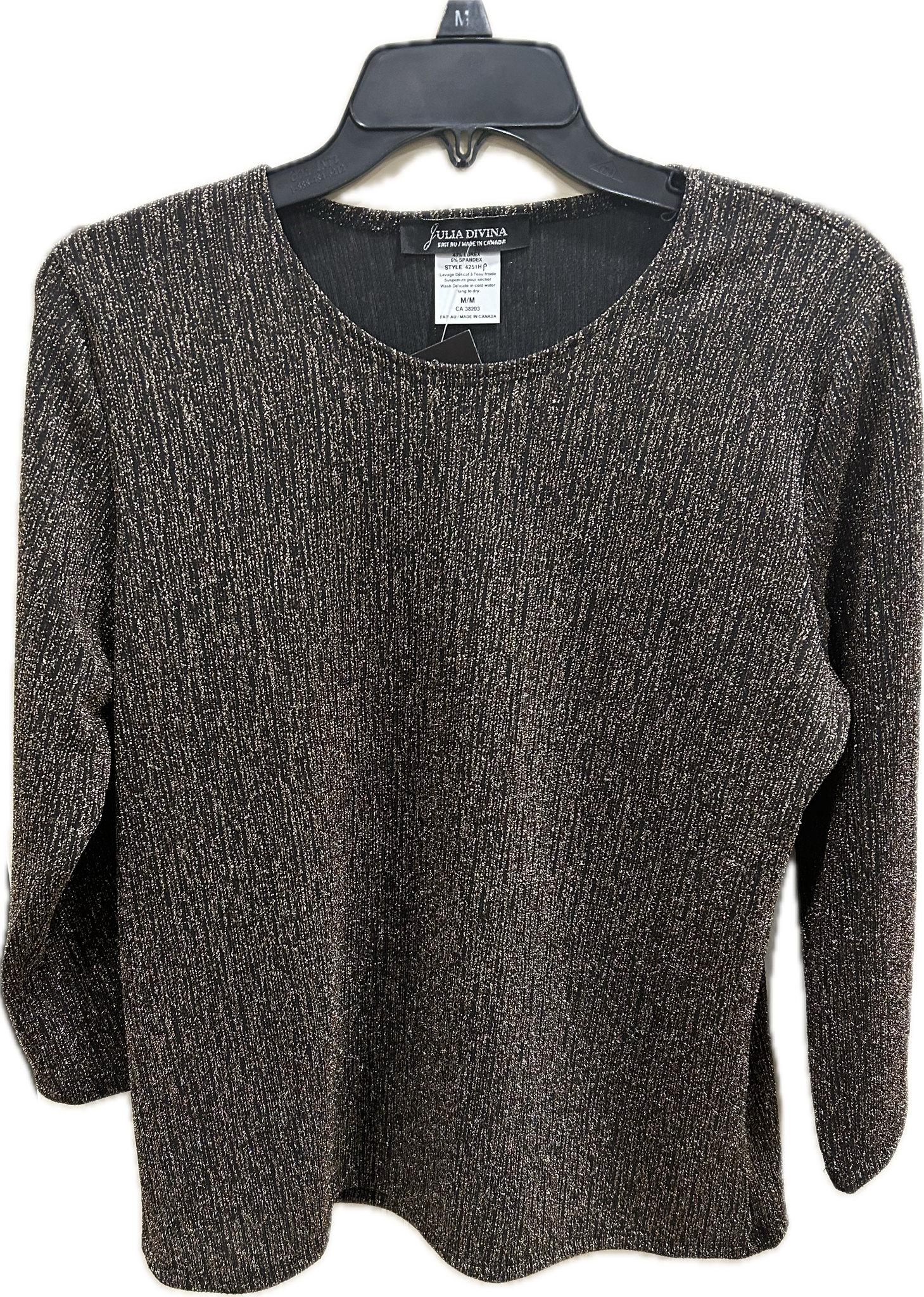 Shimmer pullover round neck top-Petite