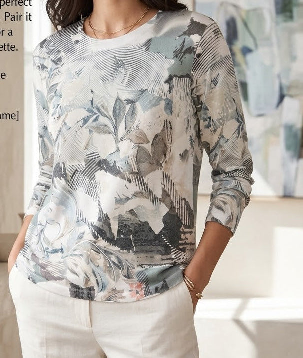 Sophie Sage leaf Print Top