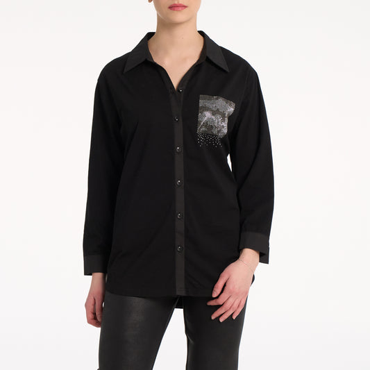 Uma peach silky blouse with glitter detailing