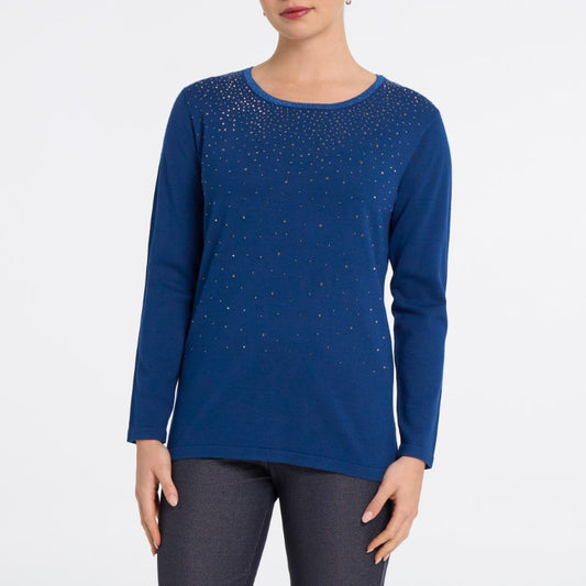 Starburst Rhinestone Crewneck Knit Top