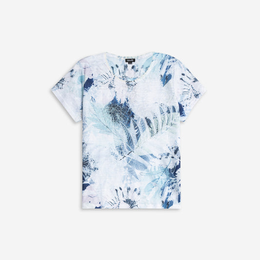 Short sleeve crewneck top with scallop