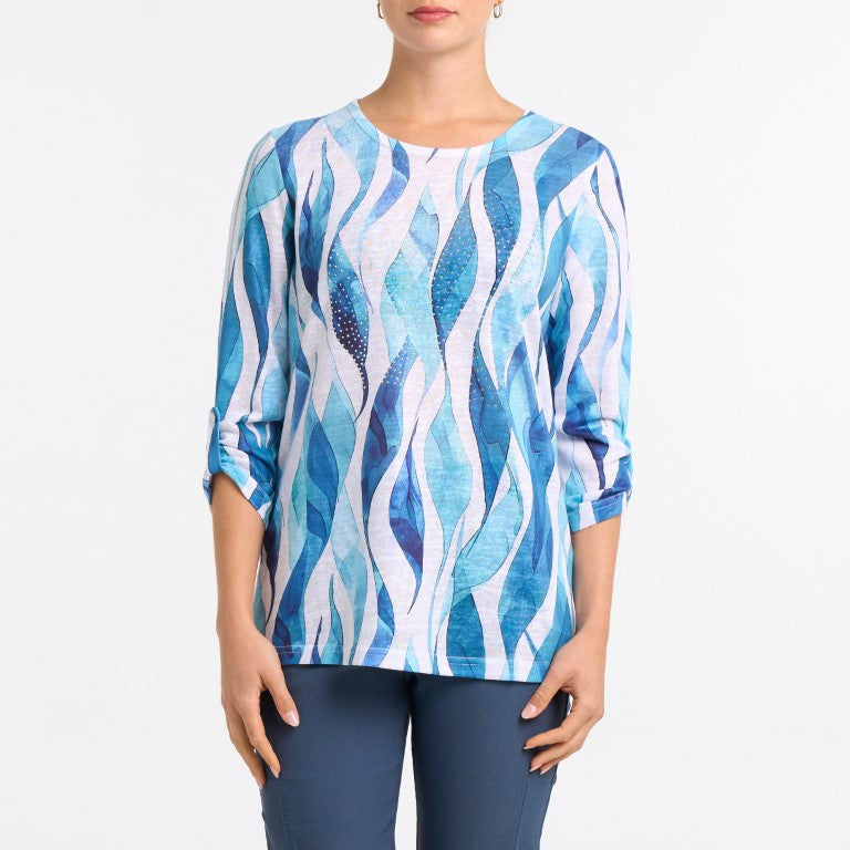 Azure wave Crewneck Tunic top