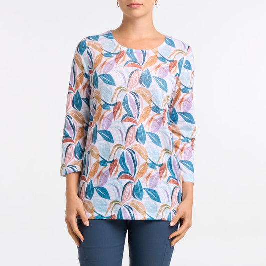 Teal Leaf Burnout Tunic Top