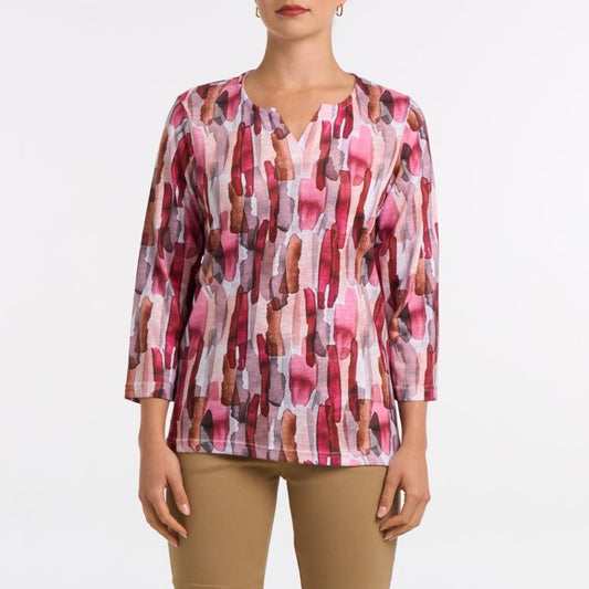 Sunset Stroke Split-Neck Top