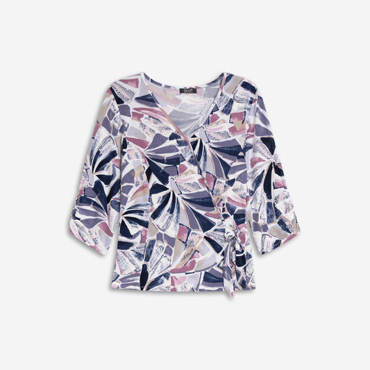 Deja Vneck wrap top with side tie detail