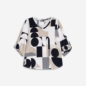 Deja Vneck top with 3/4 tie sleeve