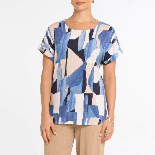 Deja exclusive print cap sleeve top