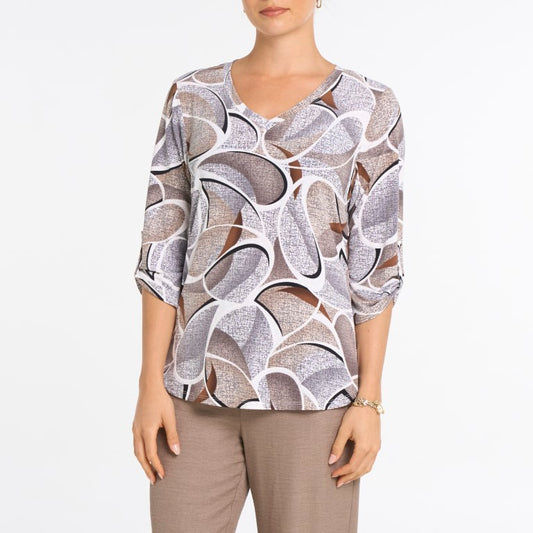 Coco exclusive puff print top in 3/4 sleeves
