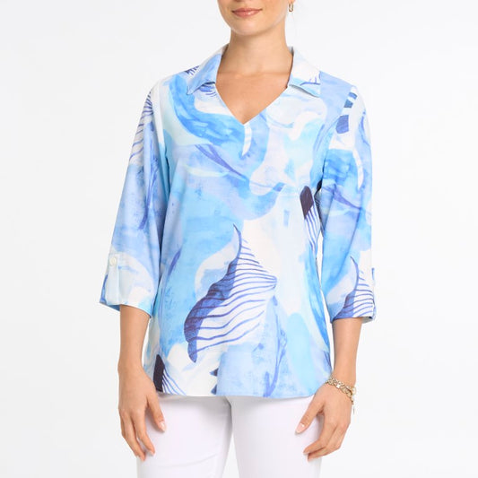 Deja exclusive print top with collar