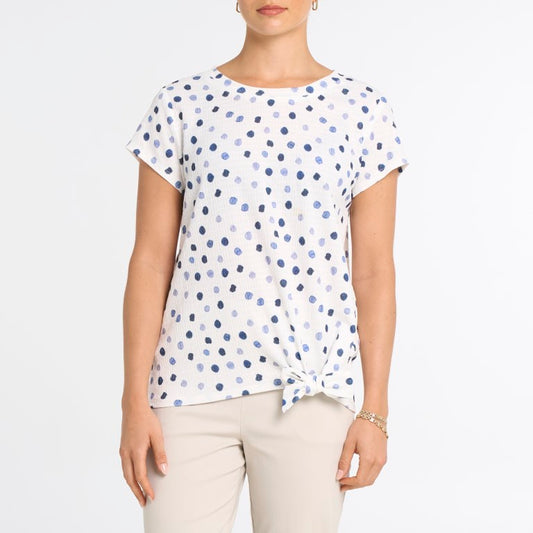 Ella woven cap sleeve top with tie detail