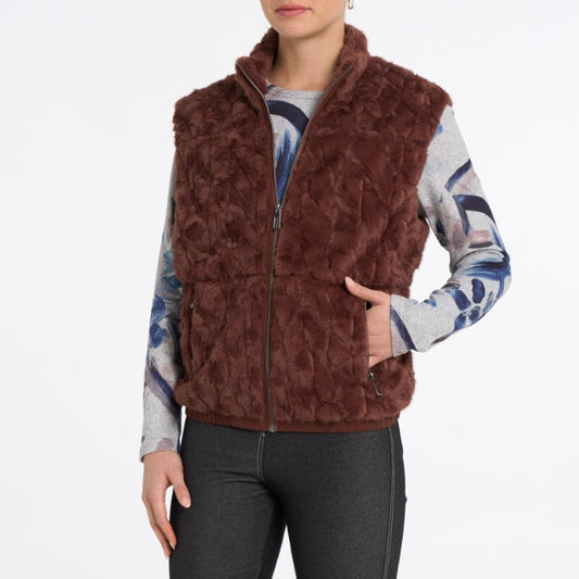 Textured Faux-Fur Zip-Front Vest