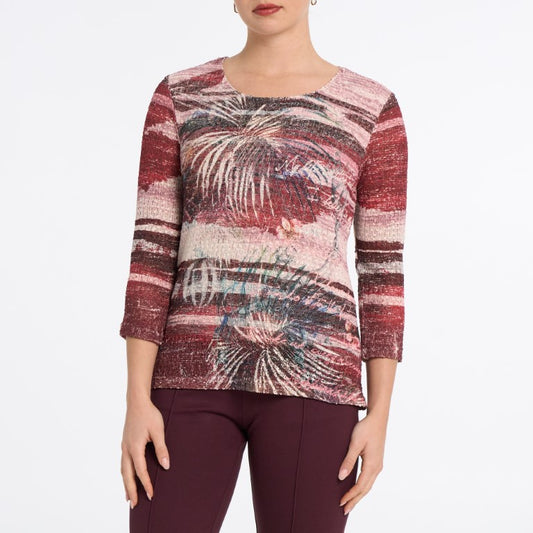 Artisanal Botanical Stripe Knit Top