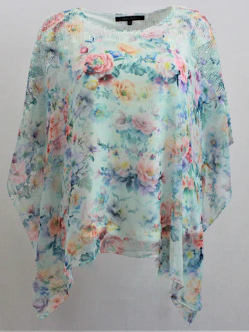 London chiffon overlay printed top
