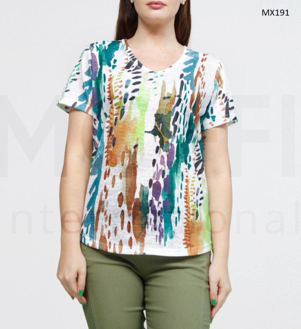 Sally painted art V-neck top
