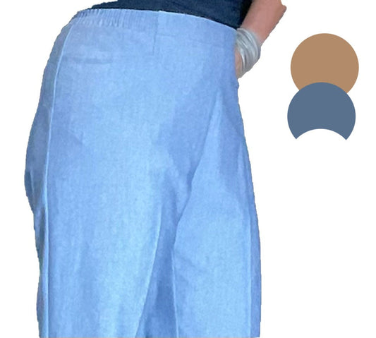 Capri with flat-front waistband and pockets